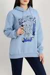 Kadın 3 İplik Kapşonlu Baskılı Sweat Bebemavi Model TV-45919