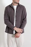 Gabardin Kumaş Erkek Gömlek Kahve