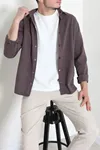 Gabardin Kumaş Erkek Gömlek Kahve
