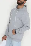 Kanguru Cepli Şardonlu 3 İplik Erkek Sweat Gri