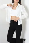 Kadın Yandan Bağlamalı Poplin Gömlek Krem