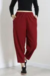 Kadın Beli Lastikli Bubble Pantolon Bordo