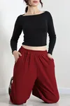 Kadın Beli Lastikli Bubble Pantolon Bordo