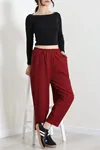 Kadın Beli Lastikli Bubble Pantolon Bordo