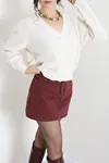 Kadın V Yaka Önden Düğmeli Hırka Latte