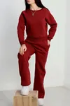 Kadın Bisiklet Yaka 3 İplik Sweat Bordo