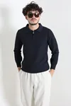 Polo Yaka Fermuarlı Erkek Triko Lacivert