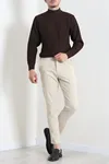 Erkek Erkak Yarım Balıkçı Yaka Triko Kahve