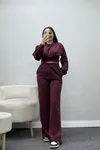 Kadın Korsaj Detaylı Modal İkili Takım Bordo