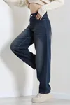 Kadın Arkası Tokalı Baggy Kot Pantolon Lacivert