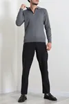 Yarım Fermuarlı Erkek Triko Antrasit