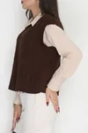 Kadın V Yaka Süveter Kahve