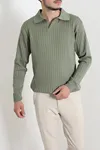 Polo Yaka Erkek Triko Sweat Haki