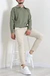 Polo Yaka Erkek Triko Sweat Haki