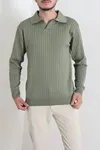 Polo Yaka Erkek Triko Sweat Haki