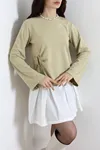 Kadın Asimetrik Kimono Kol Modal Bluz Çağla
