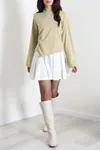Kadın Asimetrik Kimono Kol Modal Bluz Çağla