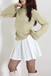 Kadın Asimetrik Kimono Kol Modal Bluz Çağla
