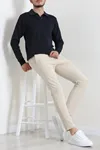 Polo Yaka Erkek Triko Sweat Lacivert