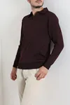 Polo Yaka Erkek Triko Sweat Mürdüm