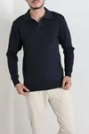 Polo Yaka Erkek Triko Sweat Lacivert