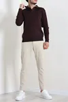 Polo Yaka Erkek Triko Sweat Mürdüm