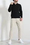 Polo Yaka Erkek Triko Sweat Siyah
