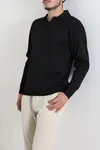 Polo Yaka Erkek Triko Sweat Siyah