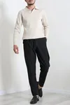 Polo Yaka Erkek Triko Sweat Taş