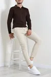 Polo Yaka Erkek Triko Sweat Kahve