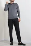 Polo Yaka Erkek Triko Sweat Antrasit