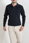 Polo Yaka Erkek Triko Sweat Lacivert