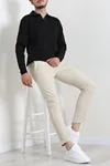 Polo Yaka Erkek Triko Sweat Siyah