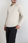 Polo Yaka Erkek Triko Sweat Taş