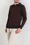 Polo Yaka Erkek Triko Sweat Kahve