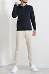 Polo Yaka Erkek Triko Sweat Lacivert