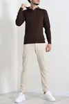 Polo Yaka Erkek Triko Sweat Kahve
