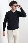 Fermuarlı Polo Yaka Erkek Triko Sweat Lacivert