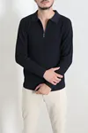 Fermuarlı Polo Yaka Erkek Triko Sweat Lacivert