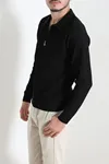 Fermuarlı Polo Yaka Erkek Triko Sweat Siyah