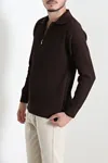 Fermuarlı Polo Yaka Erkek Triko Sweat Kahve