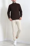 Yarım Balıkçı Yaka Erkek Triko Kahve