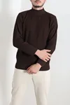 Yarım Balıkçı Yaka Erkek Triko Kahve