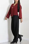 Kadın Kimono Kol Scuba Ceket Bordo