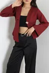 Kadın Kimono Kol Scuba Ceket Bordo