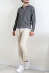 Fermuarlı Polo Yaka Erkek Triko Sweat Antrasit
