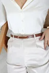 İnce Oval Tokalı Kadın Kemer Taba