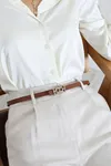 Tokalı İnce Kadın Kemer Taba