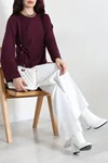 Kadın Asimetrik Kimono Kol Modal Bluz Mürdüm