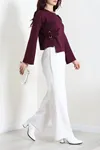 Kadın Asimetrik Kimono Kol Modal Bluz Mürdüm